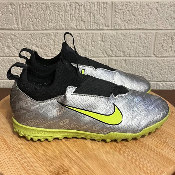 Nike Other - Youth Nike Zoom Mercurial Vapor 15 Turf Soccer Cleats, Silver/Neon, Size 5Y